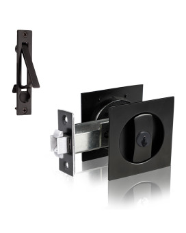 Dontay Pocket Door Lock With Key Contemporary Entrance Sliding Barn Door Lock Latch Recessed 2 Sided 2 38 Backset Flush H