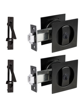 Dontay 2 Pack Pocket Door Lock With Key Contemporary Entrance Sliding Barn Door Lock Latch Recessed 2 Sided 2 38 Backset