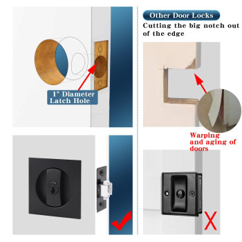 Dontay 2 Pack Pocket Door Lock With Key Contemporary Entrance Sliding Barn Door Lock Latch Recessed 2 Sided 2 38 Backset