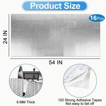 Garage Door Insulation Kit 16P Double Bubble Window Heat Insulation Panels 6Mm 24 X 54 Reflective Aluminum Foil Summerwint