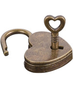 Lock Antique Brass Padlock With Key Vintage Heart Shape Antitheft Mini Padlock Bag Travel Suitcase Luggage Box Case Key Keyed