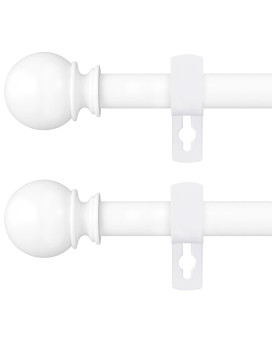 White Curtain Rods For Windows 66 To 120 2 Pack 58 Metal Heavy Duty Curtain Rods Set With Brackets Adjustable Thin Cur