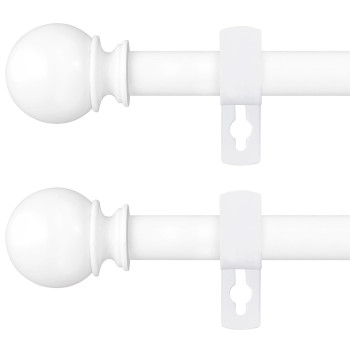 White Curtain Rods For Windows 66 To 120 2 Pack 58 Metal Heavy Duty Curtain Rods Set With Brackets Adjustable Thin Cur