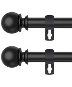 Curtain Rods For Windows 66 To 120 58 Metal Heavy Duty Curtain Rods Set With Brackets Adjustable Curtain Rod Black For