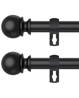 Poskena Curtain Rod Set For Windows 28 To 60 Inch 58 Black Heavy Duty 2 Pack Decorative Window Curtains Rod With Brackets