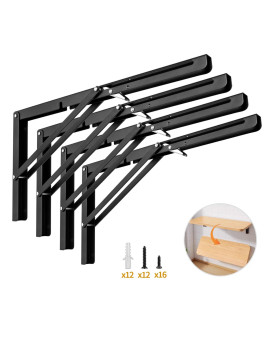 Yarssihha 16 Inch Folding Shelf Bracket 4 Pack Heavy Duty Wall Mounted Foldable Brackets Spacesaving Metal Collapsible Shelf