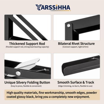 Yarssihha 16 Inch Folding Shelf Bracket 4 Pack Heavy Duty Wall Mounted Foldable Brackets Spacesaving Metal Collapsible Shelf