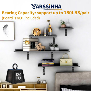 Yarssihha 16 Inch Folding Shelf Bracket 4 Pack Heavy Duty Wall Mounted Foldable Brackets Spacesaving Metal Collapsible Shelf