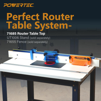 Powertec Router Table Top 24 X 32 Wphenolic Template Precision Router Base With Insert Plate Rings For Woodworking 716