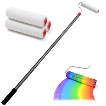 Bsbsbest Paint Roller Extension Poles 8 Ft Paint Roller Kit With Brush Stainless Steel Poles Splicing Rod House Mural Brush For