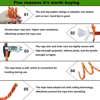 Arborist Rope Climbing Rope Swing For Tree12In X 100Ft Logging Rope 48 Strands For Pull Swing Knot Orange