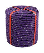 Arborist Rigging Rope Bull Rope Purple 12 In X 200Ft Polyester Braided Arborist Rope 48 Strands For Various Outdoor Applicati