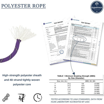 Arborist Rigging Rope Bull Rope Purple 12 In X 200Ft Polyester Braided Arborist Rope 48 Strands For Various Outdoor Applicati