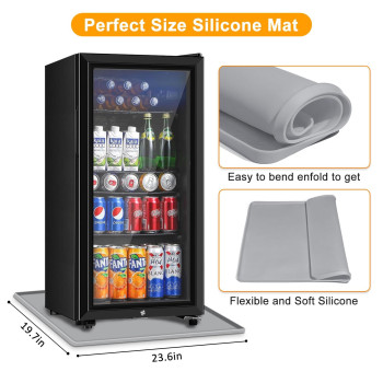 Tohonfoo Mini Fridge Silicone Mat With Raised Edge 236X197 Heavy Duty Under Refrigerator Mat Mini Fridge Drip Pan Protec