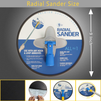 Radial Sander With Pole 9 Inch Drywall Pole Sander Wall Sander For Painting Prep 360 Degree Rotary Round Circular Hand Sandin