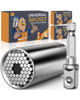 Gifts For Men Super Universal Socket 2 Pack Tool Stocking Stuffers For Men 719Mm Socket Wrench Set With Power Drill Adapter