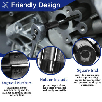 70500 Tap Socket Set Use With 14 38 Drive Fit Fractional Mcti Standard Tap Thru 12 18 Npt Taps Metric Tap Thr