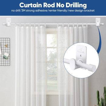 Simewin Curtain Rods No Drilling For Windows 30 To 120 Inches 58 Inch Diameter No Drill Small Curtain Rod Set With 3M Adhesive