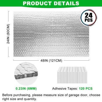 24P Garage Door Insulation Panels Kit 024 Thick Double Bubble Reflective Aluminum Foil Sheet Thermal Insulation Shield 240 Tap