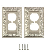 Sleeklighting Beveled Satin Nickel Wall Plates Electric Outlet And Switch Covers Style 1 Gang Duplex 2 Pack