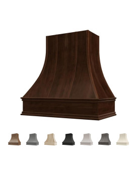 Riley Higgs Curved Front Espresso Range Hood Cover With Decorative Molding Wall Mounted Wood Range Hood Covers Plywood And