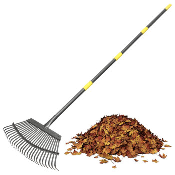 Rake For Leaves 25Tine Leaf Rakes For Lawns Heavy Duty Leaves For Yard Lawn 185Inch Wide Metal Rake With Adjustable Handle