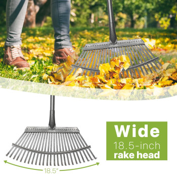 Rake For Leaves 25Tine Leaf Rakes For Lawns Heavy Duty Leaves For Yard Lawn 185Inch Wide Metal Rake With Adjustable Handle