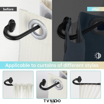 Tvwoo Wrap Around Curtain Rods Black Curtain Rods 66 To 120 Inch 58 Inch Adjustable Blackout Curtain Rod Room Darkening Single