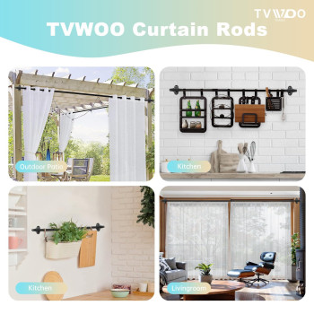 Tvwoo Wrap Around Curtain Rods Black Curtain Rods 66 To 120 Inch 58 Inch Adjustable Blackout Curtain Rod Room Darkening Single