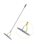 Baraystus Thatch Rake 15Inch Wide Lawn Thatching Rake For Cleaning Dead Grass Efficient Steel Metal Lawn Grass Rake With Stai