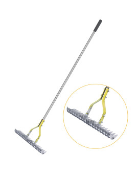 Baraystus Thatch Rake 15Inch Wide Lawn Thatching Rake For Cleaning Dead Grass Efficient Steel Metal Lawn Grass Rake With Stai