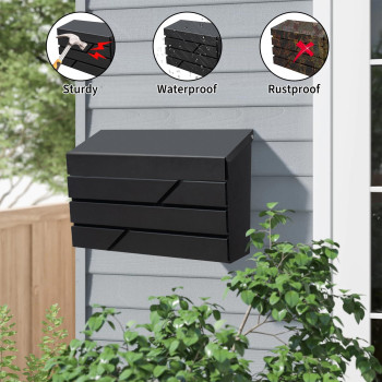 Yoobox Wall Mount Mailbox For House Outside Large Capacity Mailbox Drop Box Galvanized Steel And Rustproof Metal Post Box 15