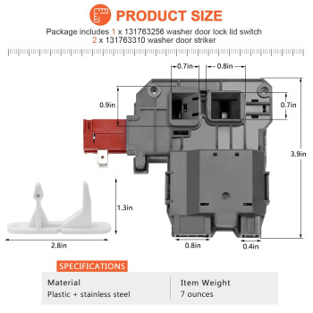 131763202 131763256 Washer Door Lock Switch With 131763310 Door Striker By Beaquicy Replacement For Frigidaire Electrolux Wash
