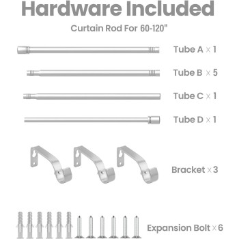 Box Space Curtain Rods For Windows 66 To 120 Inches 58 Inch Diameter Adjustable Length End Cap Style Curtain Rod Set Decorati