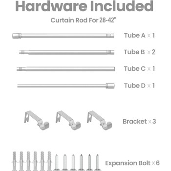 Box Space Curtain Rods For Windows 28 To 42 Inches 58 Inch Diameter Adjustable Length End Cap Style Curtain Rod Set Decorativ