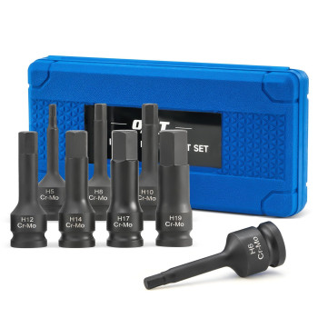 Orion Motor Tech Hex Allen Bit Sockets 8Pc 12 Drive Impact Allen Bit Socket Set With H5 H6 H8 H10 H12 H14 H17 H19 Sockets