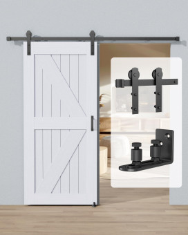 Hidalife Barn Door Hardware Kit 66Ft Sliding Door Hardware Heavy Duty With Adjustable Barn Door Floor Guide Easy To Install