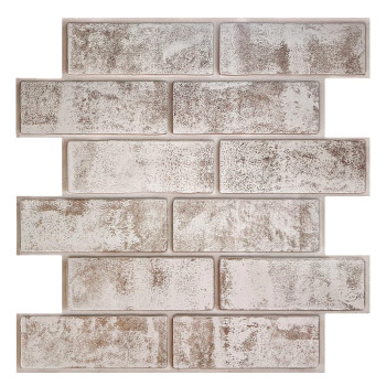 Commomy 10 Pcs 3D Faux Brick Wall Panels 118X118 Pvc Small Size Brick Peel And Stick Tiles Farmhouse Peel And Stick Brick