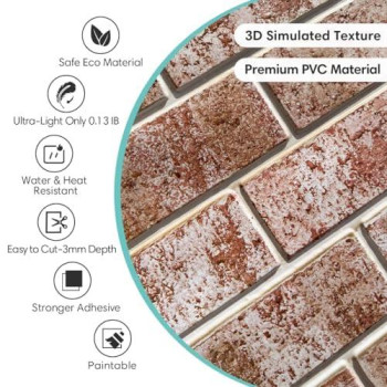 Commomy 10 Pcs 3D Faux Brick Wall Panels 118X118 Small Size Ultralight Pvc Peel And Stick Brick Tiles Farmhouse Diy Self