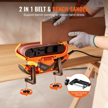 Vevor 7Amp Belt Sander 3 X 21 Belt Sanders For Woodworking With 6 Speeds 152320 Mmin Powerful Bench Sander Machine With