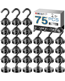 Mikede Magnetic Hooks 28Lbs Strong Neodymium Black Magnet Hook For Hanging Heavy Duty Magnetic Hooks Classroom Must Have Mag