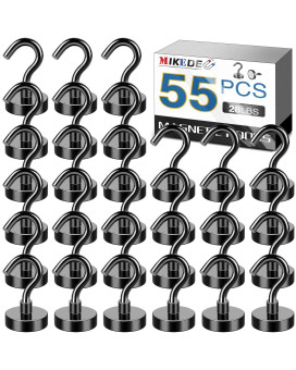 Mikede Black Magnetic Hooks 28Lb Heavy Duty Magnet Hooks For Cruise Cabins Strong Magnets Neodymium With Hooks For Hanging Re