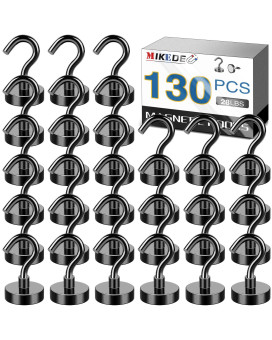 Mikede Black Magnetic Hooks Heavy Duty 28Lbs Strong Neodymium Magnets With Metal Hooks For Refrigerator Super Cruise Hooks For