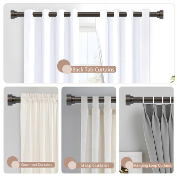 Hei Dear Bronze Curtain Rods 48 To 84 Inch47Ft 1 Inch Heavy Duty Curtain Rods Adjustable Curtain Rod Set Modern Decorative D