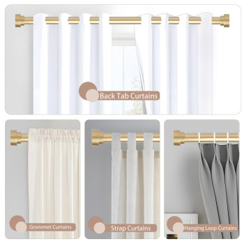 Hei Dear Gold Curtain Rods 48 To 84 Inch47Ft 1 Inch Heavy Duty Curtain Rods Adjustable Curtain Rod Set Modern Decorative Dra