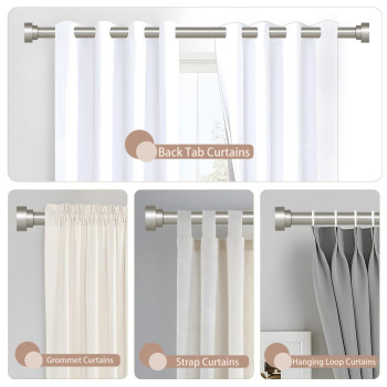 Hei Dear Silver Curtain Rods 48 To 84 Inch47Ft 1 Inch Heavy Duty Curtain Rods Adjustable Curtain Rod Set Modern Decorative D