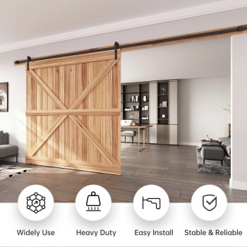 Easelife 14 Ft Heavy Duty Sliding Barn Door Hardware Track Kit Straight Pulley Slide Smoothly Quietly Easy Install 14Ft Track K