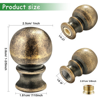 Ball Lamp Finial Cap Knob For Lamp Shade Top Solid Lamp Finial Caps Heavy Metal Top Screw Finial For Black Lamp Shade Holder Ant