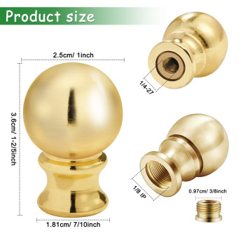 Ball Lamp Finial Cap Knob For Lamp Shade Top Solid Lamp Finial Caps Heavy Metal Top Screw Finial For Black Lamp Shade Holder Ant