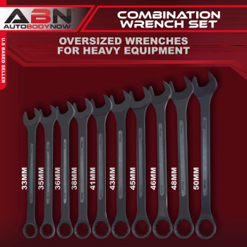 Abn Large Combination Wrench Set 33 To 50Mm Metric 10 Piece Jumbo Open End Wrench Set